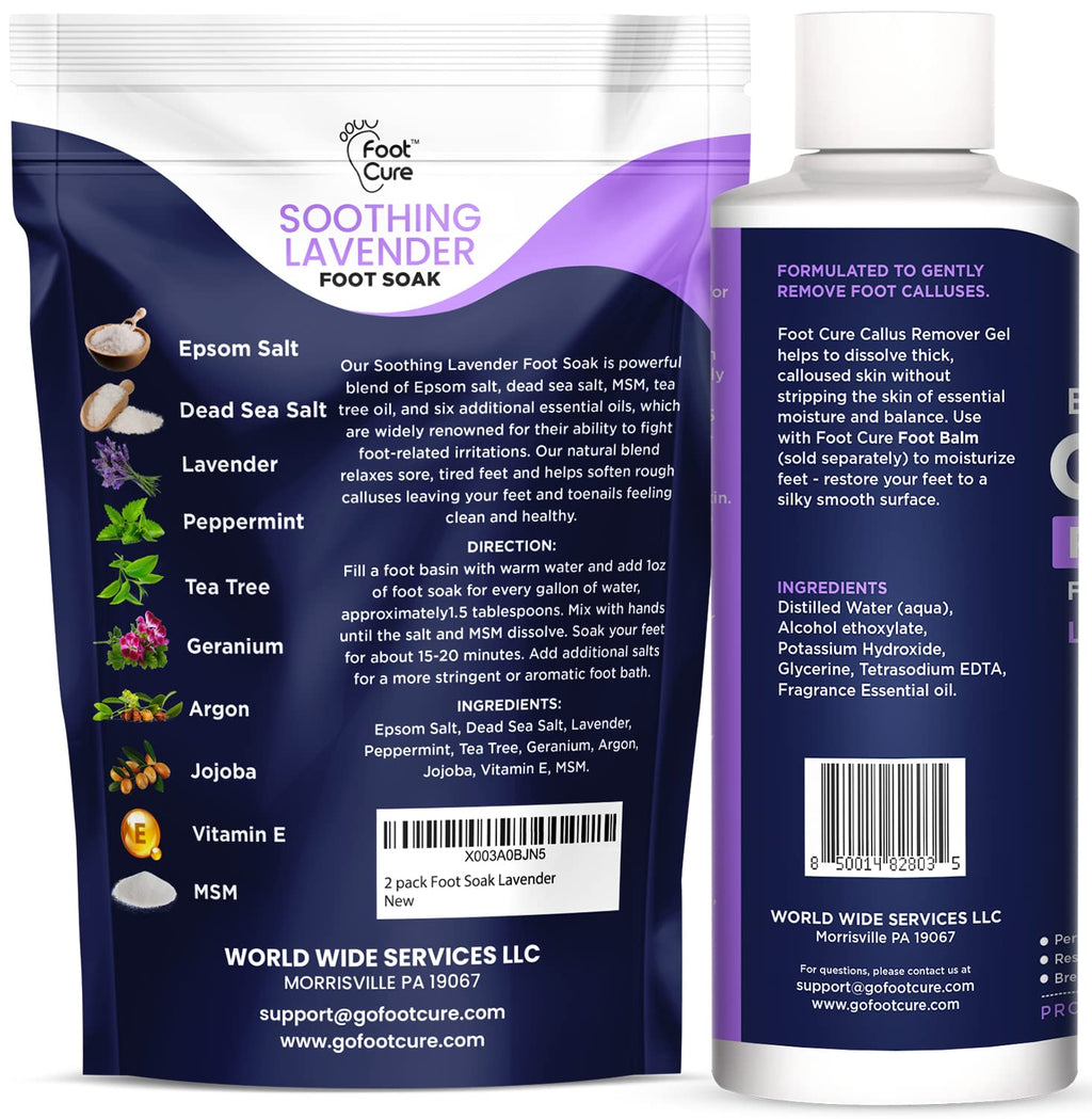 FOOT CURE Lavender Foot Soak & Callus Remover Gel Kit | Extra-Strength Foot Care for At-Home Pedicures
