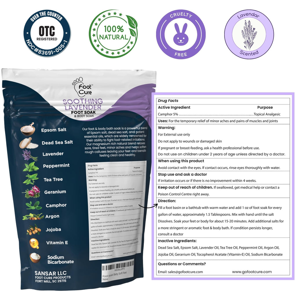FOOT CURE Premium Epsom Salt Foot Soak with Tea Tree Oil — Pack of 4