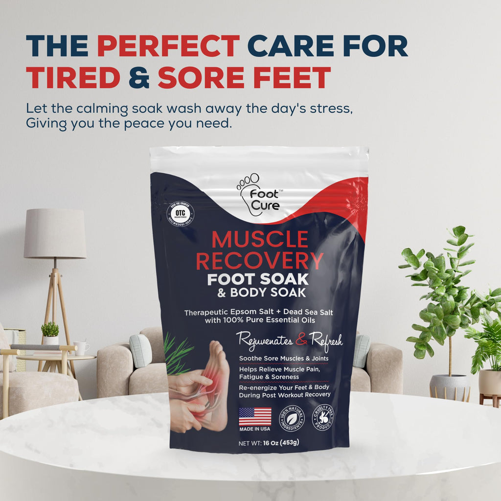 FOOT CURE Tea Tree Oil & Muscle Foot Soak with Epsom Salts – All-Natural Foot Care (Pack of 2)