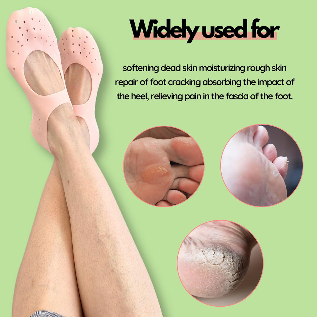 FOOTINSOLE.COM Moisturizing Gel Socks – Hydration for Dry Feet (Small, 3 Pairs)