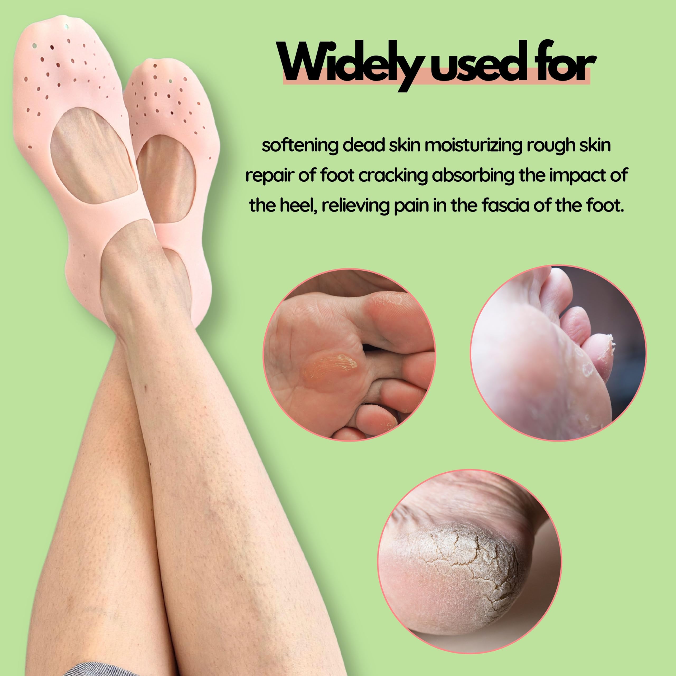 FOOTINSOLE.COM Moisturizing Gel Socks – Hydration for Dry Feet (Small, 3 Pairs)