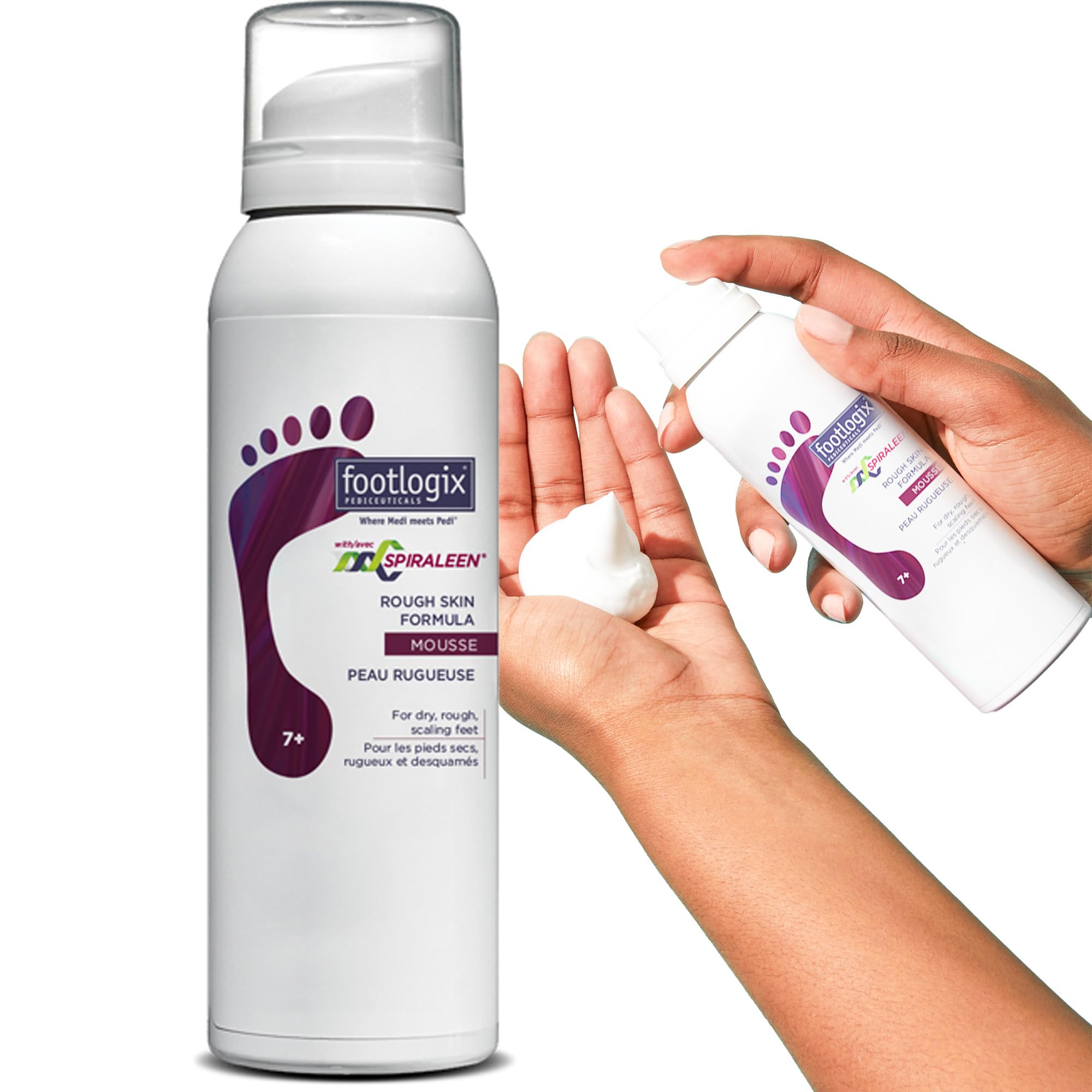 Footlogix Rough Skin Formula with Spiraleen Mousse – Dry Cracked Heels & Feet Care, 4.23oz