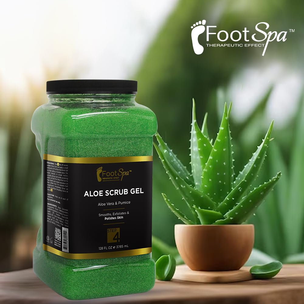 FOOT SPA Exfoliating Scrub Gel, 128 Oz Bulk – Aloe Vera & Salicylic Acid Pedicure & Body Exfoliator