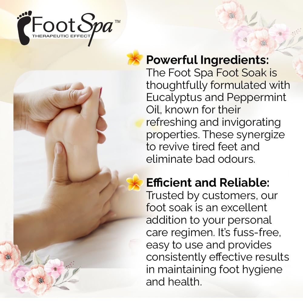 FootSpa Foot Soak – Cleanse, Soften & Refresh Feet with Eucalyptus & Peppermint Oil | 128 oz Gallon
