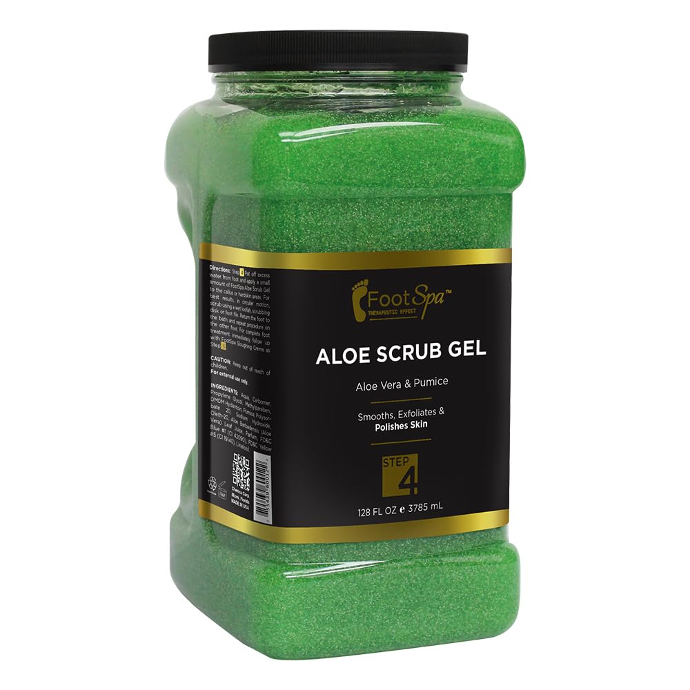 FOOT SPA Exfoliating Scrub Gel, 128 Oz Bulk – Aloe Vera & Salicylic Acid Pedicure & Body Exfoliator