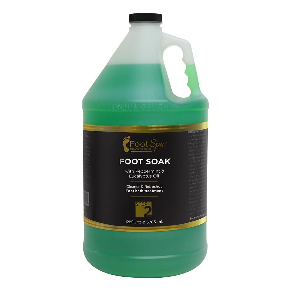 FootSpa Foot Soak – Cleanse, Soften & Refresh Feet with Eucalyptus & Peppermint Oil | 128 oz Gallon