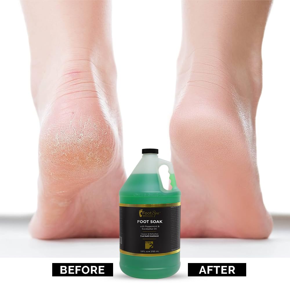 FootSpa Foot Soak – Cleanse, Soften & Refresh Feet with Eucalyptus & Peppermint Oil | 128 oz Gallon