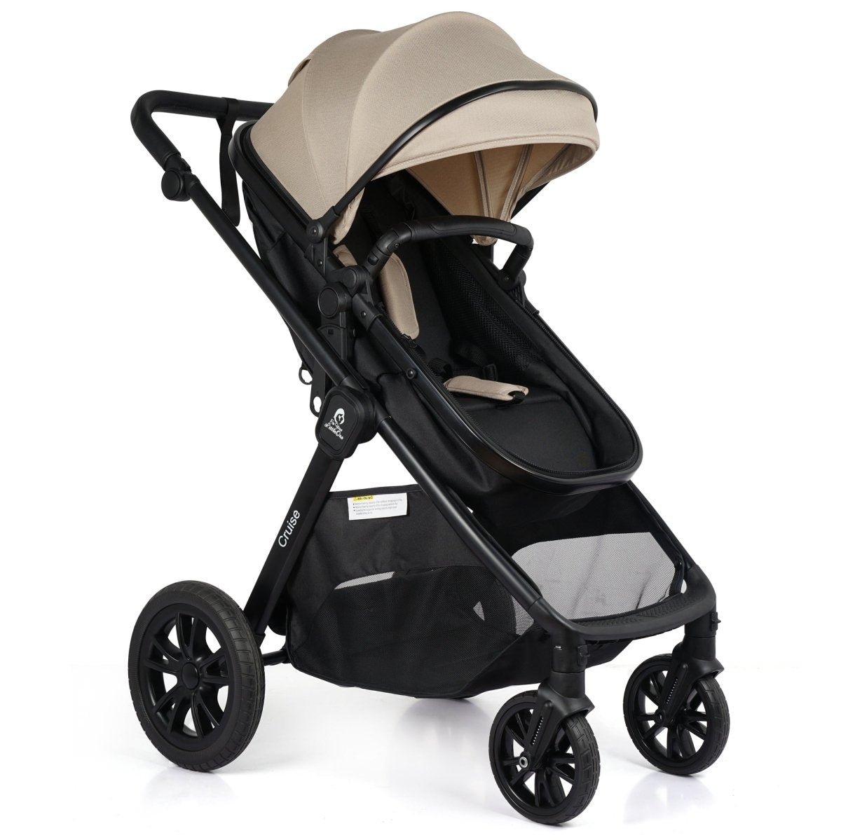 For Your Little One Cruise 3 In 1 Travel System With Car Seat And ISOFIX Base - Dune Beige (Free Cupholder And Seat Liner Included!)