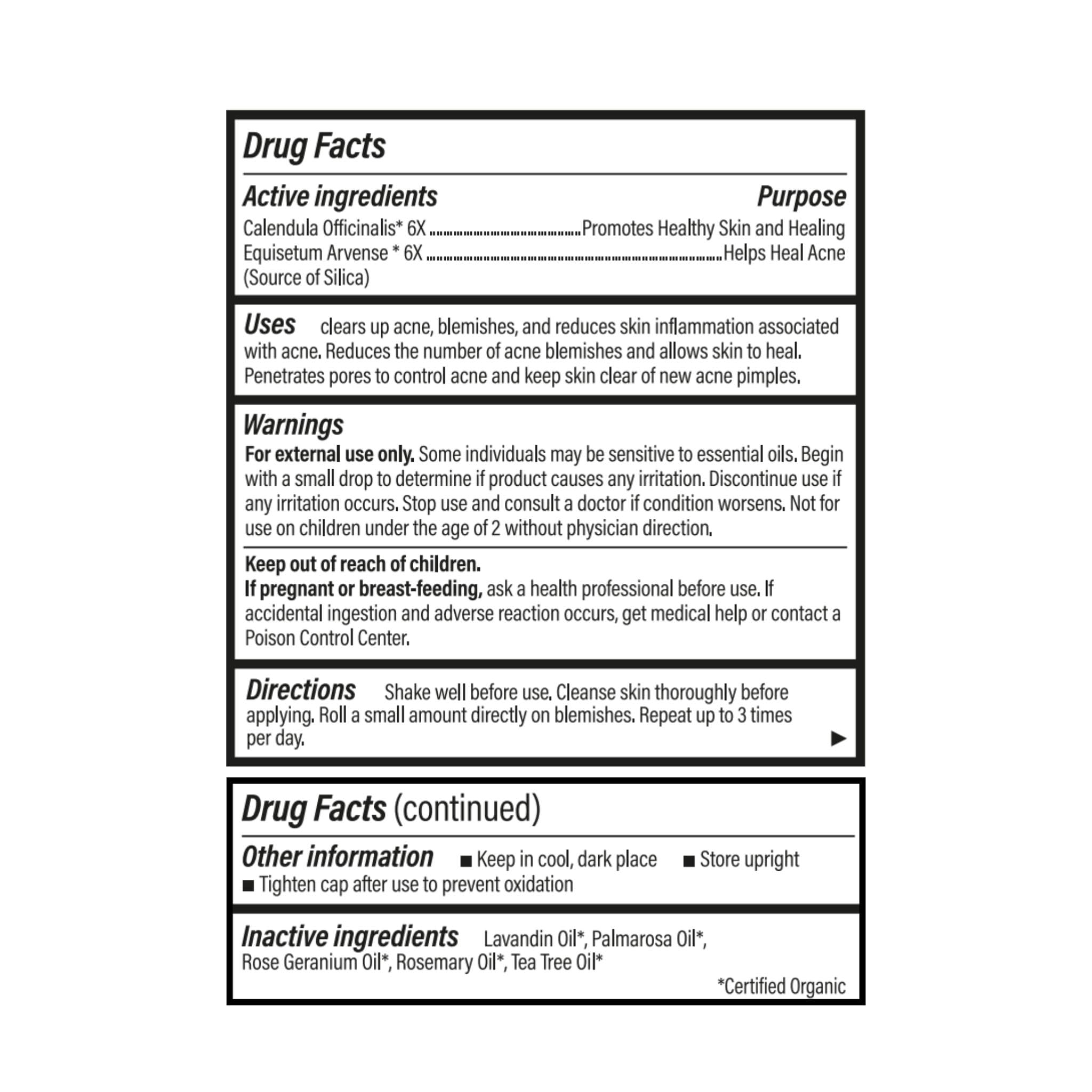Forces of Nature Acne Treatment – Natural, Organic, Cruelty-Free Rollerball (0.14 oz / 4 ml)