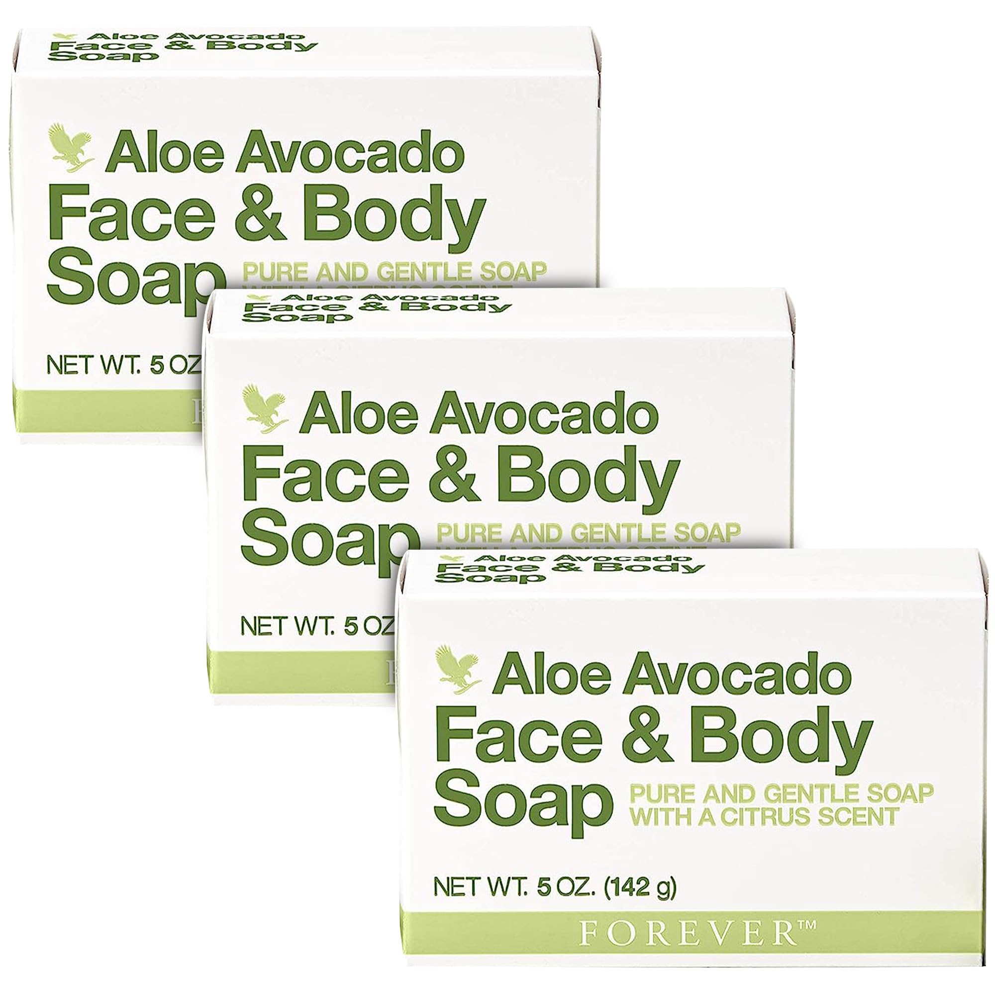 Forever Living Aloe Avocado Face & Body Soap – Gentle Cleansing with Fresh Citrus, Pack of 3