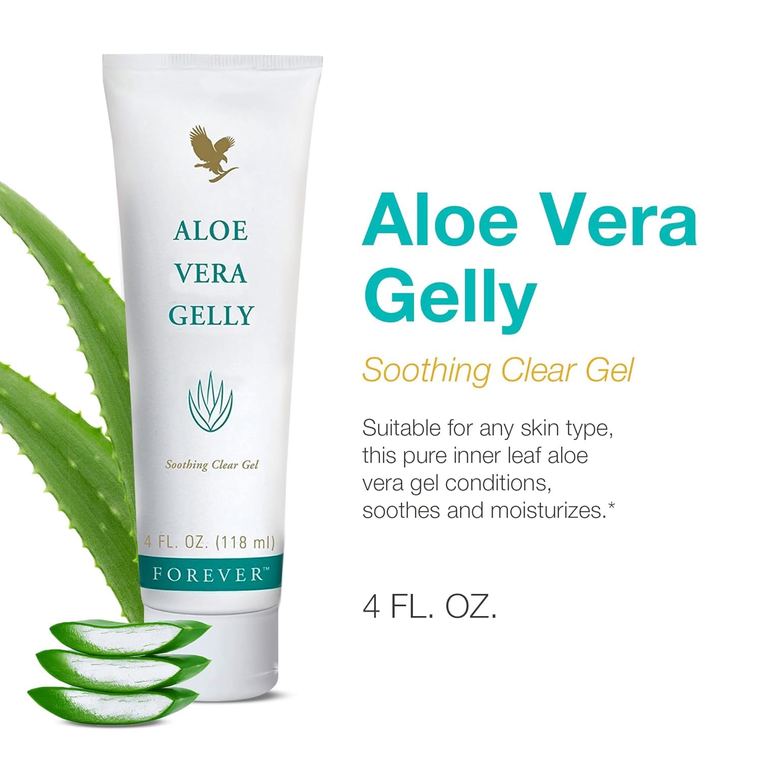 Forever Living Aloe Vera Gelly – Pure Aloe Gel for Soothing, Fast-Absorbing Moisturization (4 fl oz x 2)