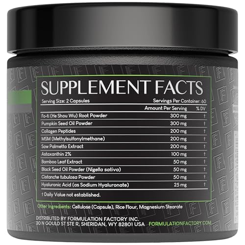 Formulation Factory Crown of Glory 10-in-1 Hair Growth Maximizer – DHT Blocker with Saw Palmetto, Fo-Ti, Collagen (4 Month Supply)