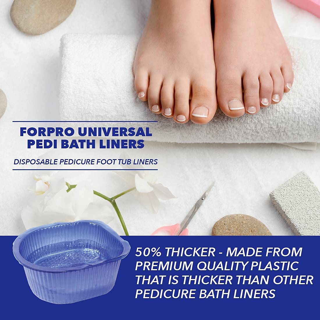 ForPro Universal Pedi Bath Liners – 50% Thicker, 100-Count, Fits Footsie Bath