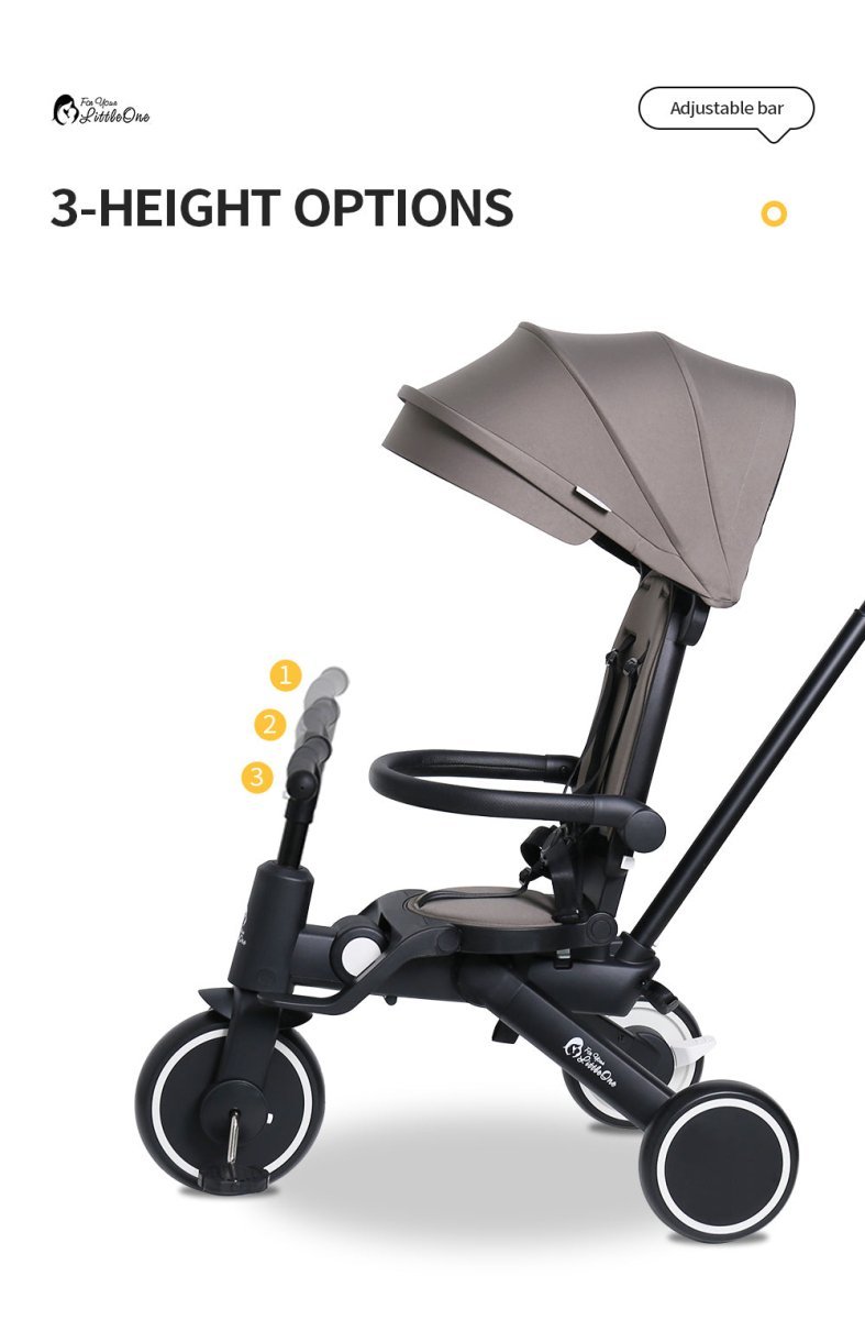 Foryourlittleone Xplor Plus 6 in 1 Foldable Trike - Grey Olive (10m-4y)