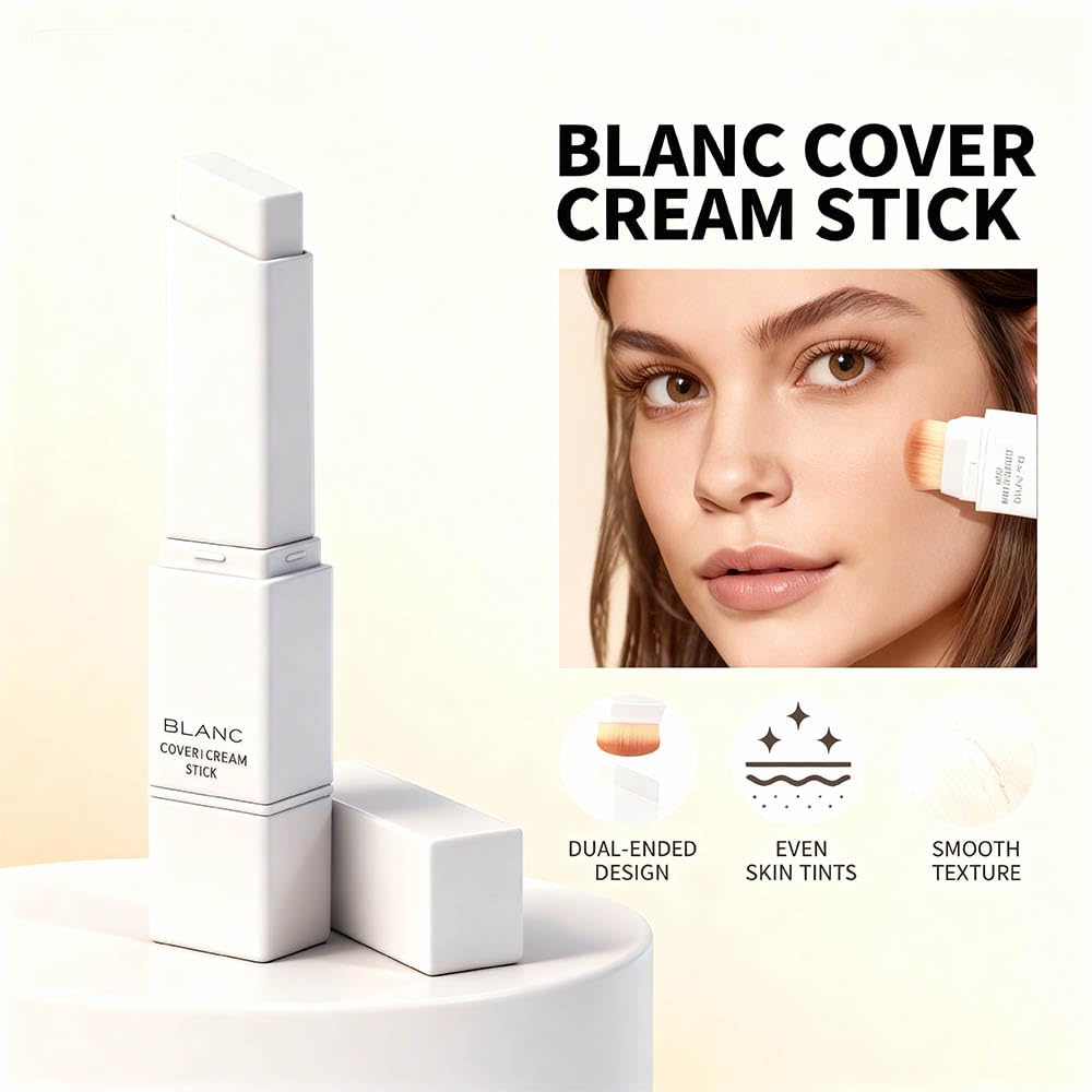 2 in 1 Foundation Stick With Brush – Color-Changing Hydrating Base Makeup, Dual-Ended, 3 Natural Color Matching Shades