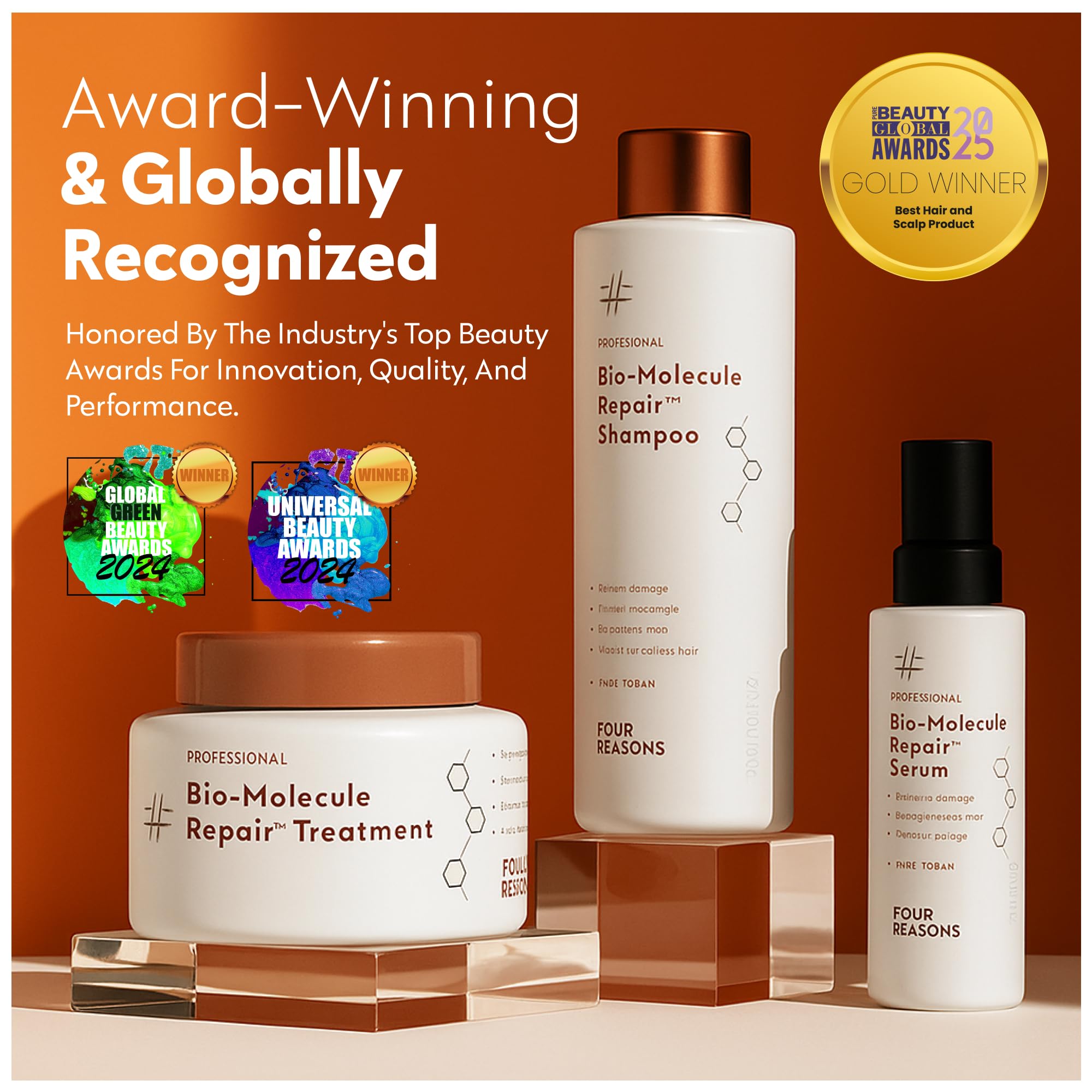 FOUR REASONS Bio-Molecule Bond Repair Shampoo for Color Treated Hair – Moisturizing, Strengthening & Anti-Frizz