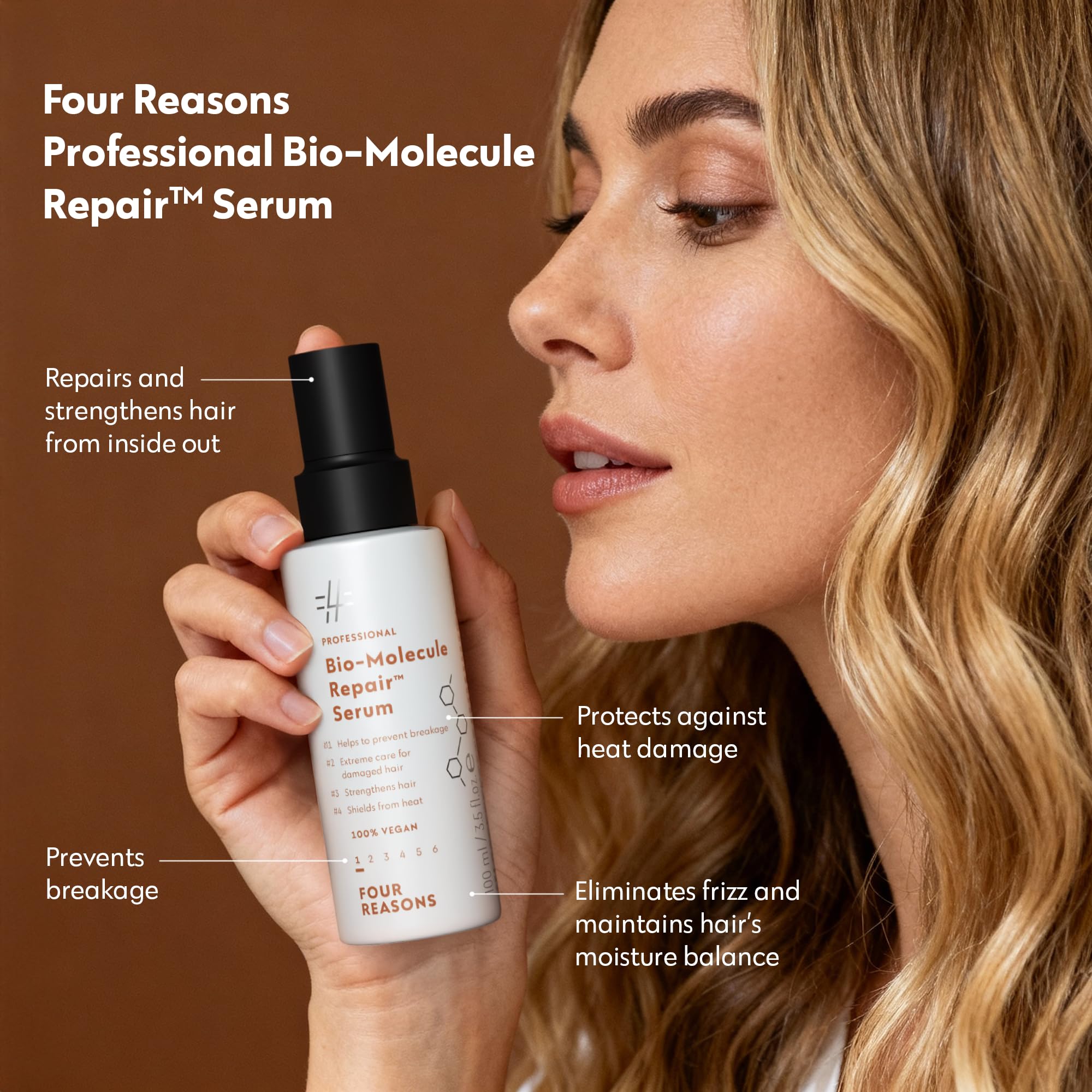 FOUR REASONS Bio-Molecule Repair Hydrating Serum | Bond Repair & Anti-Frizz – 3.4 fl oz
