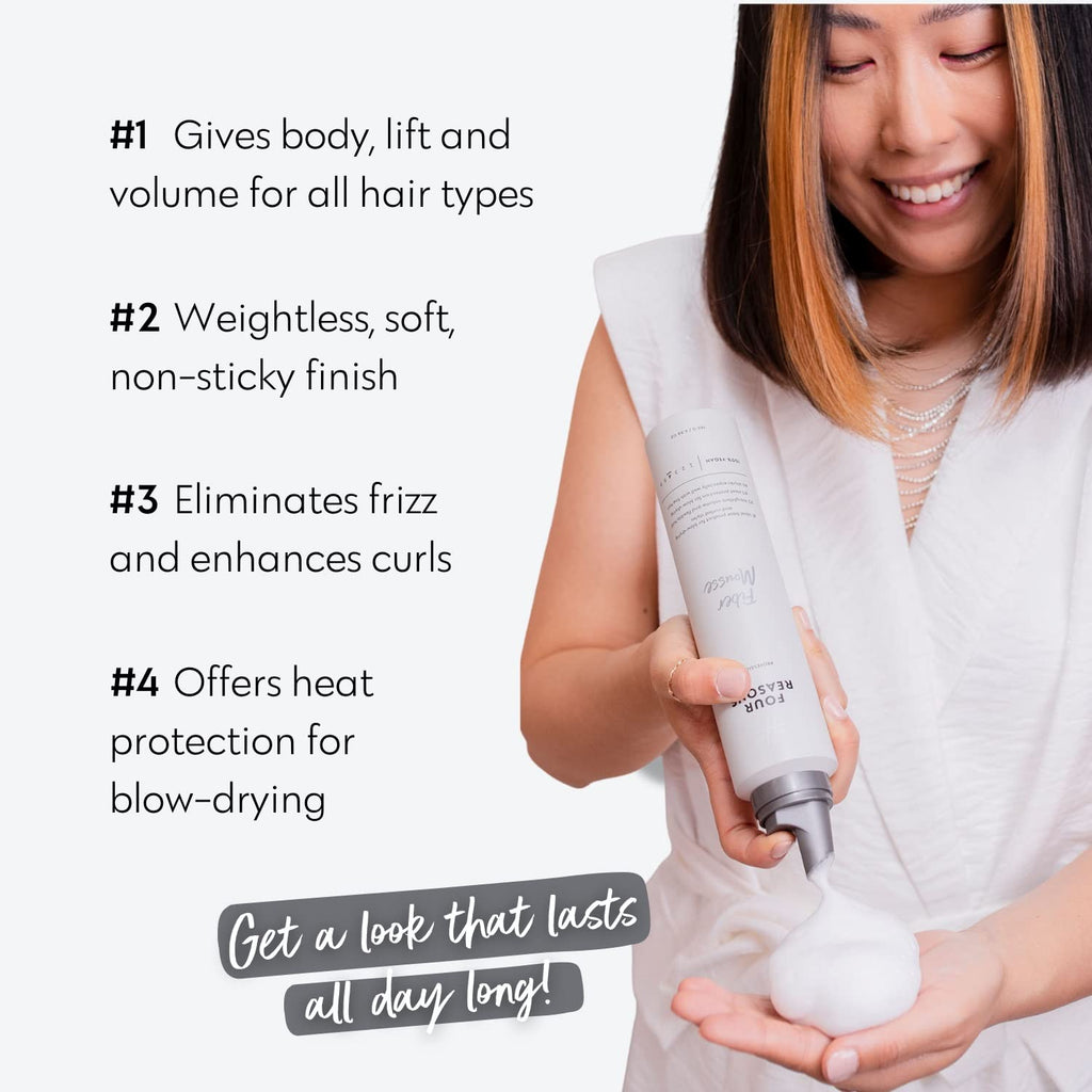 FOUR REASONS Professional Curl Enhancing Mousse – VEGAN, Long-Lasting Hold for Curls, Waves & Straight Hair