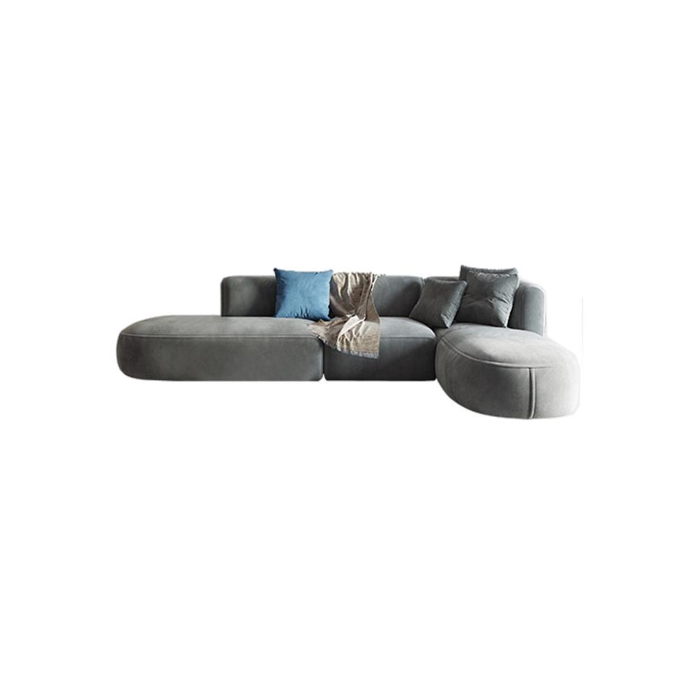 FIN Four Seater Sofa, Four Seater Corner Sofa, Grey Velvet