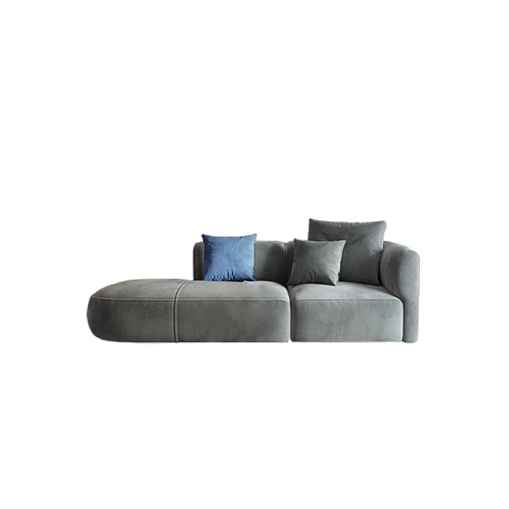 FIN Four Seater Sofa, Four Seater Corner Sofa, Grey Velvet