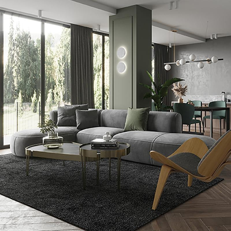 FIN Four Seater Sofa, Four Seater Corner Sofa, Grey Velvet