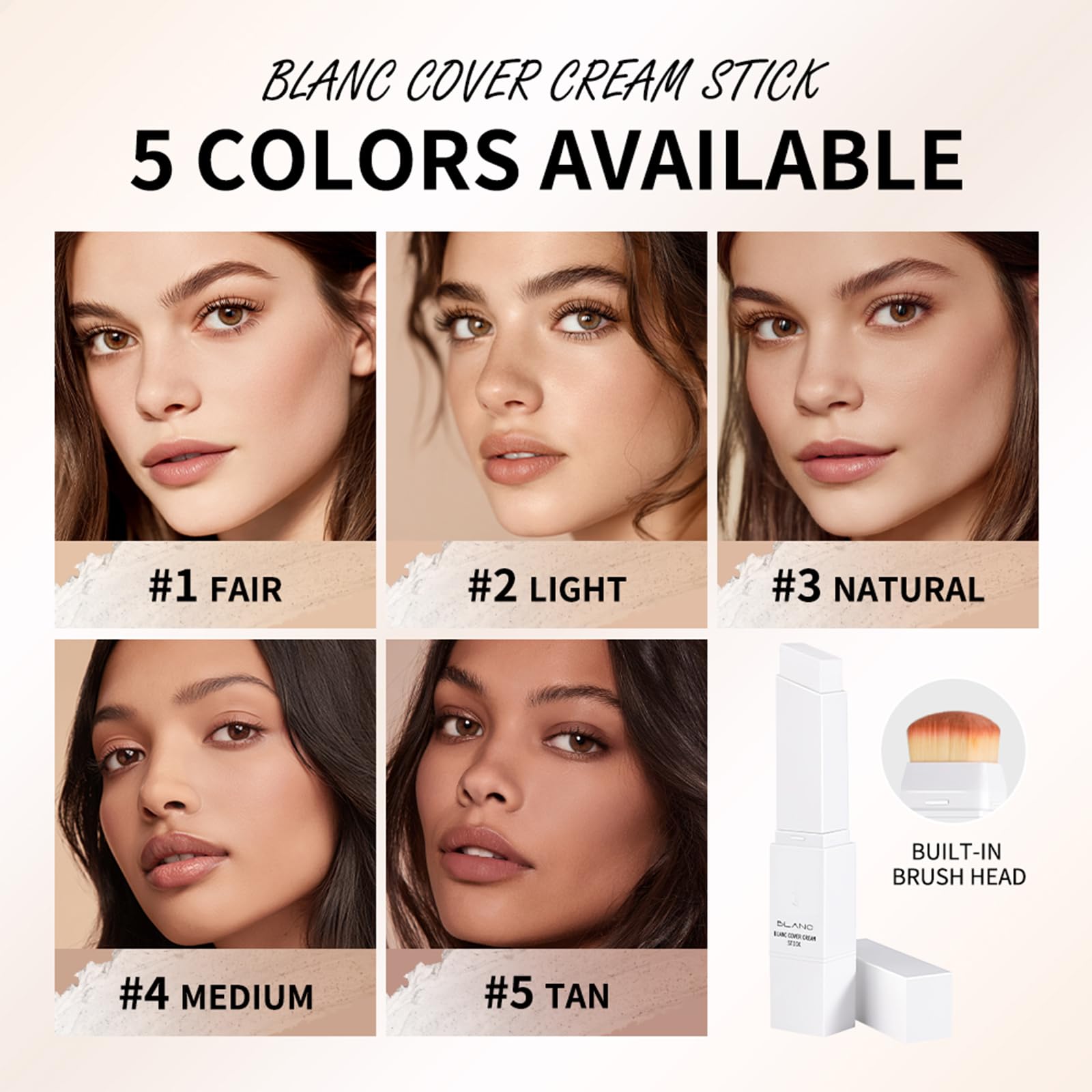 Fovcos Blanc Cover Cream Stick — Color-Changing Foundation, Pore Blur & Hydration