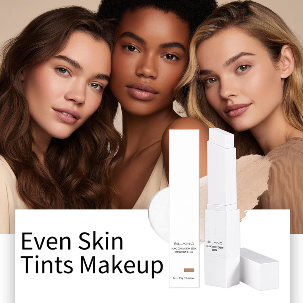 Fovcos Blanc Cover Cream Stick – Color-Changing Foundation (Light) | Dual-Ended, Pore-Blur Finish