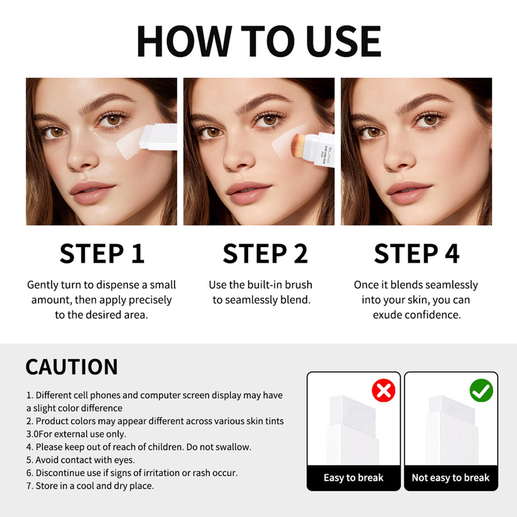Fovcos Blanc Cover Cream Stick — Color-Changing Foundation, Pore Blur & Hydration
