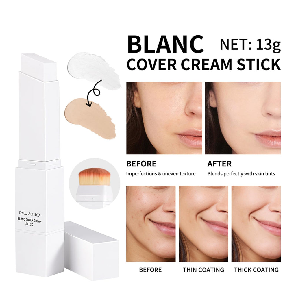 Fovcos Blanc Cover Cream Stick – Color-Changing Foundation with Pore Blur & Hydration