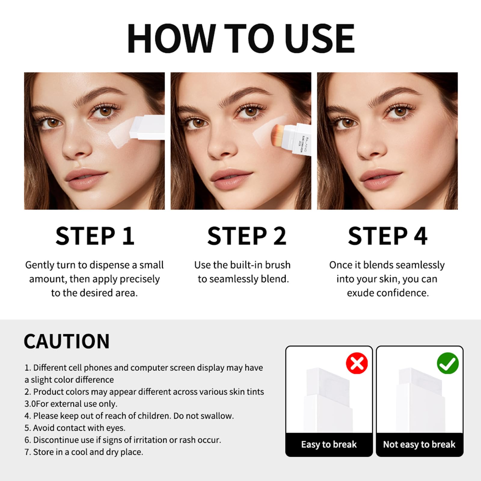 Fovcos Blanc Cover Cream Stick – Color-Changing Foundation with Pore Blur & Hydration