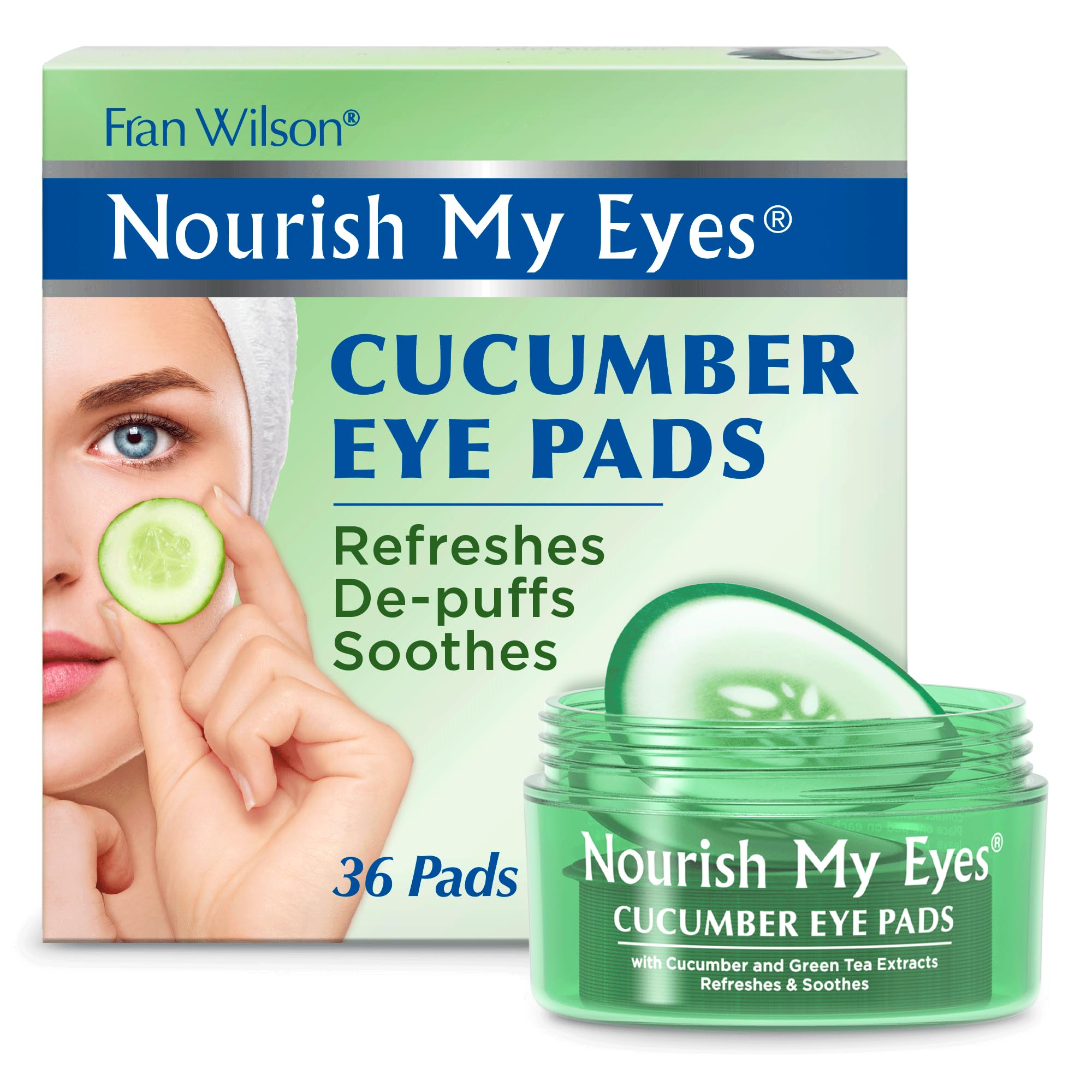 Fran Wilson Nourish My Eyes Cucumber & Green Tea Pads – 36 Pads per Pack | At-Home Eye Spa Treatment
