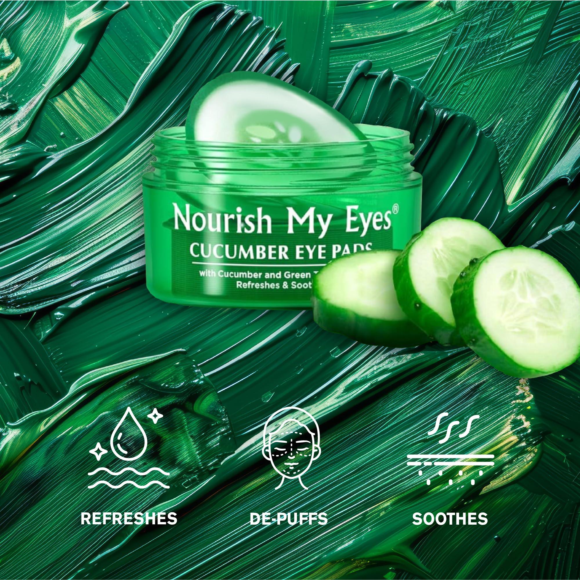 Fran Wilson Nourish My Eyes Cucumber & Green Tea Pads – 36 Pads per Pack | At-Home Eye Spa Treatment