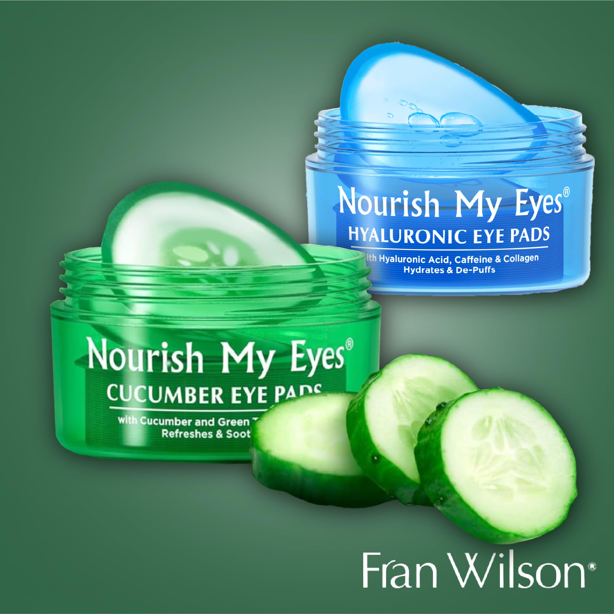 Fran Wilson Nourish My Eyes Cucumber & Green Tea Pads – 36 Pads per Pack | At-Home Eye Spa Treatment