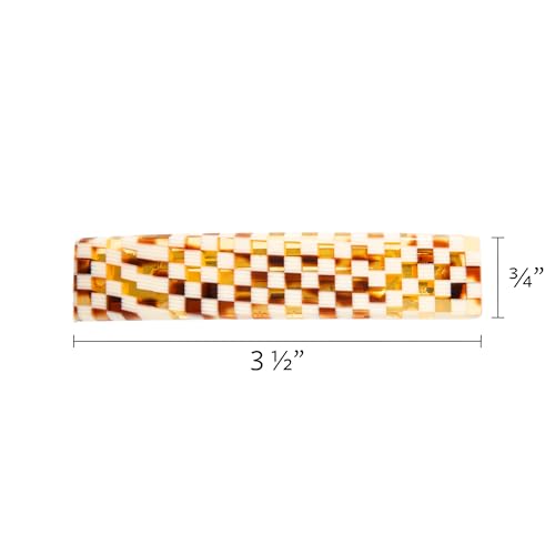 France Luxe Checkered Hair Barrette for Thin Hair | Lightweight, Strong Hold