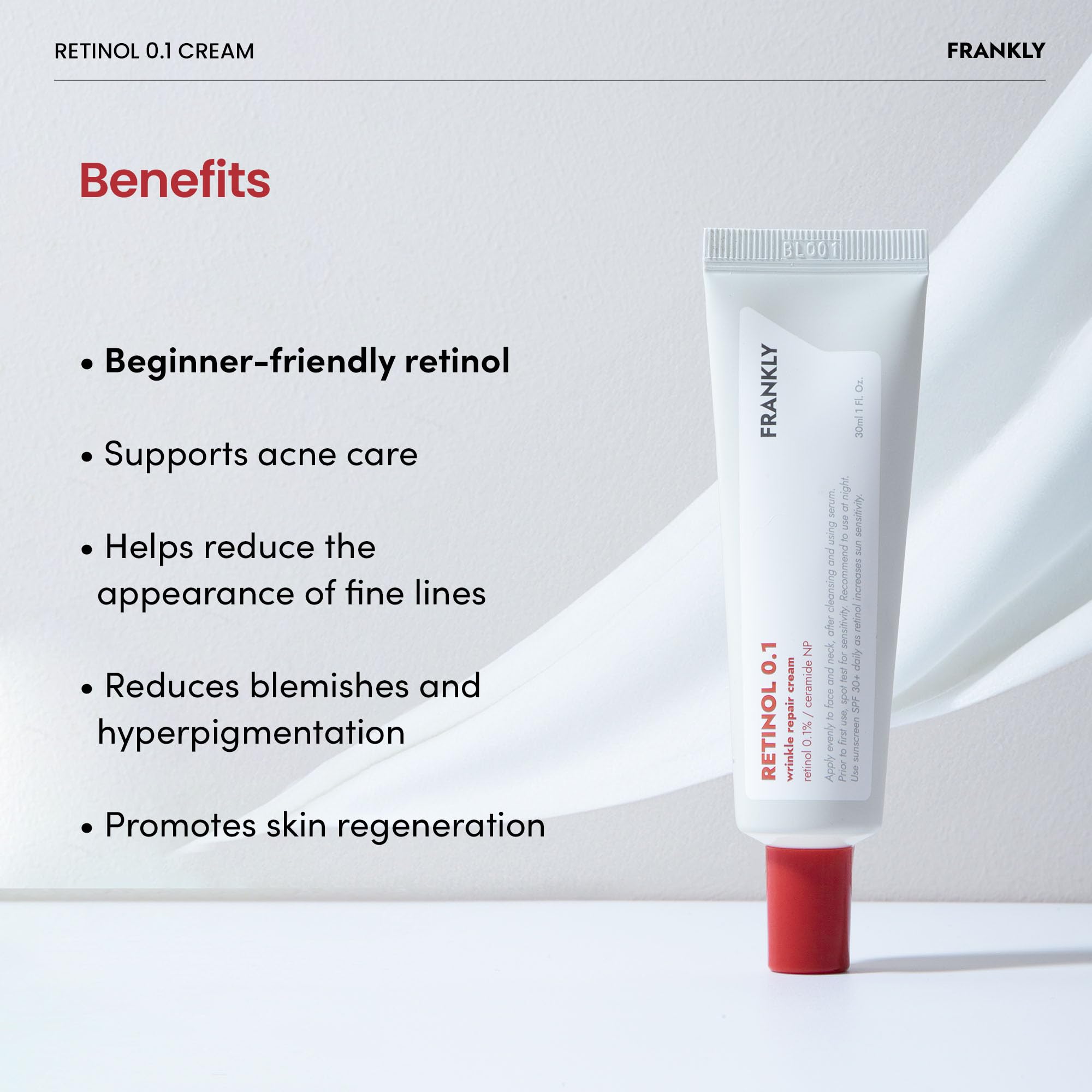 FRANKLY Retinol 0.1% Cream – Beginner Night Cream with Ceramides & Ginseng