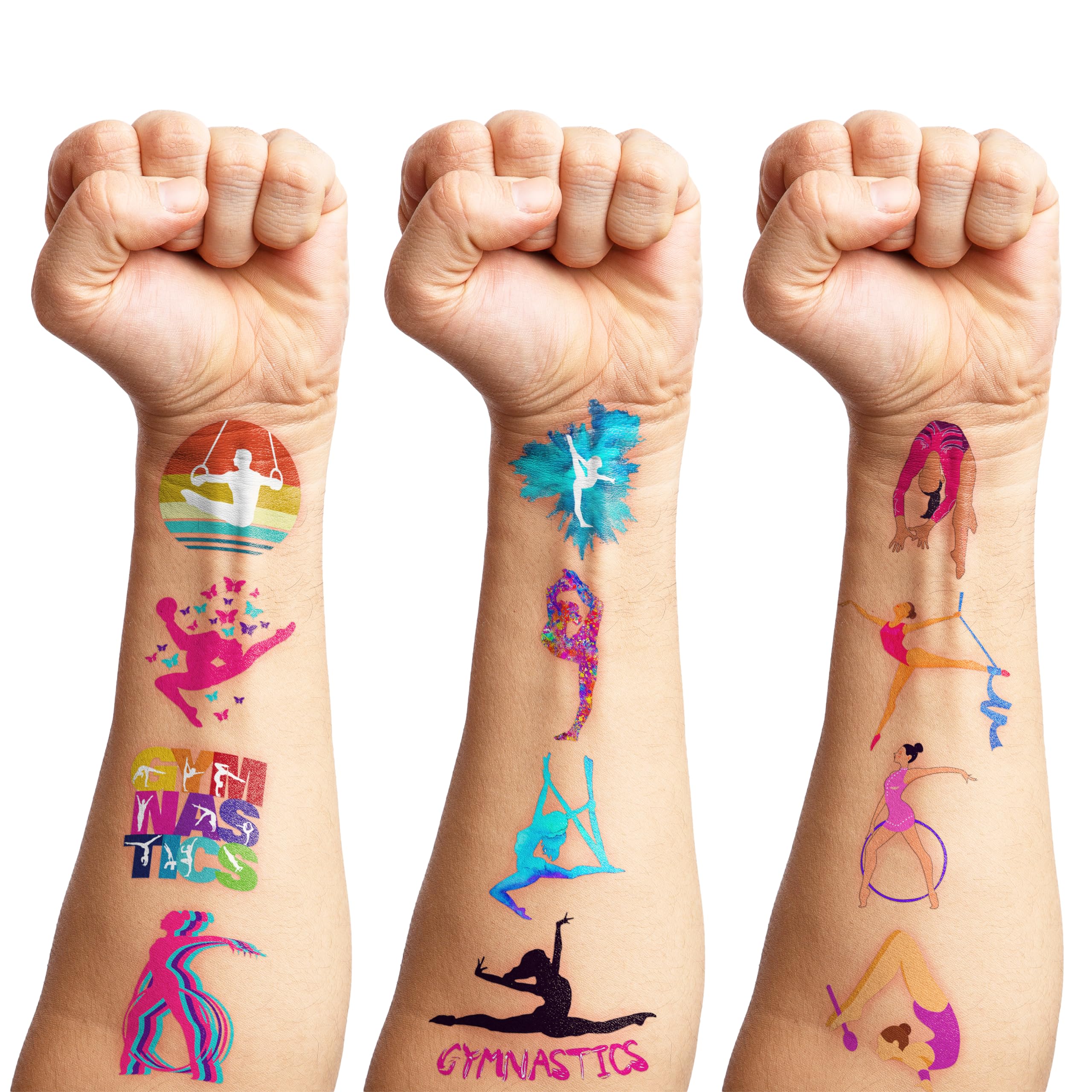 frawharmone Gymnastics Temporary Tattoos – 10 Sheets for Kids’ Party Favors