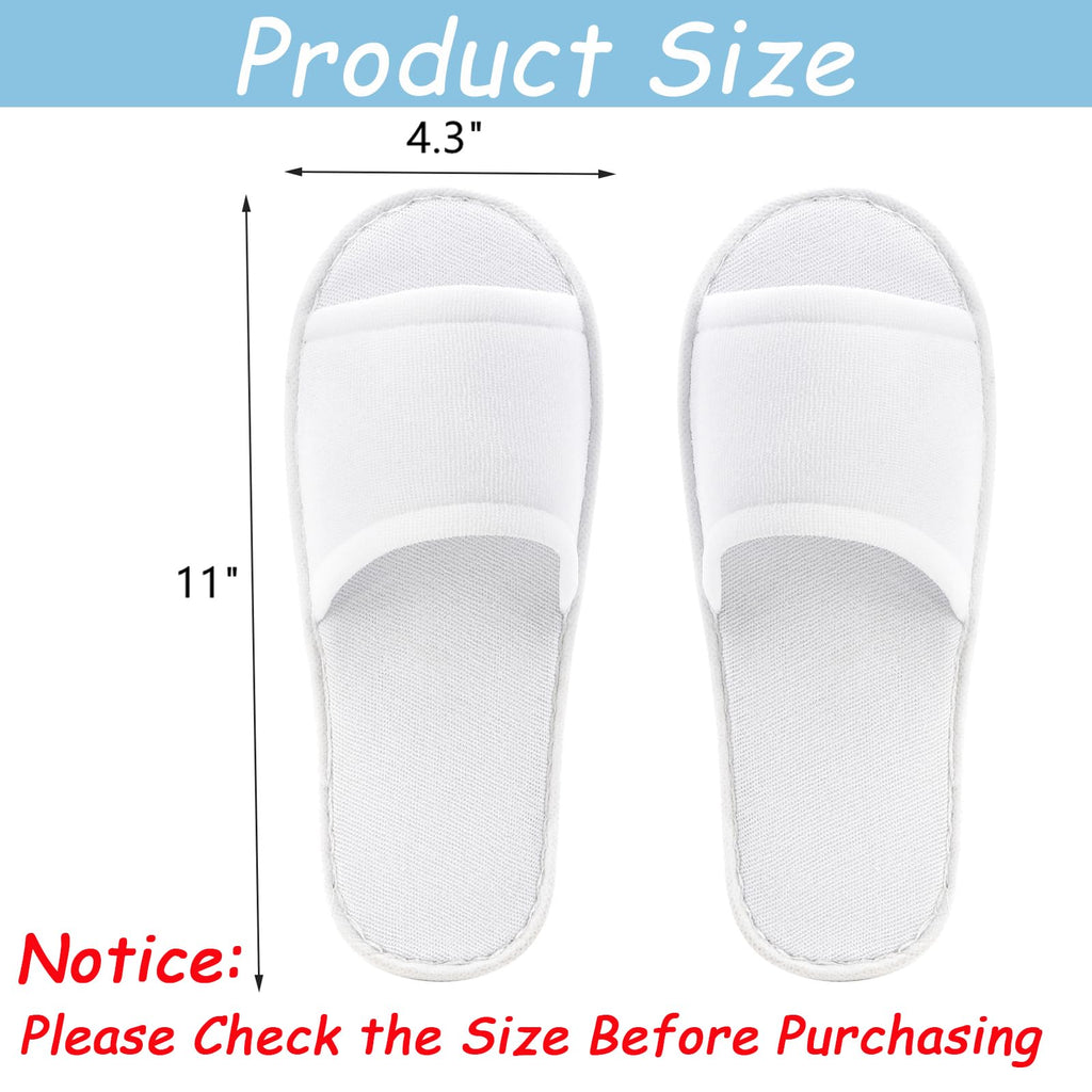 Frcctre 20 Pairs Disposable Slippers – Open Toe Fleece, Unisex, Non-Slip, Bulk White