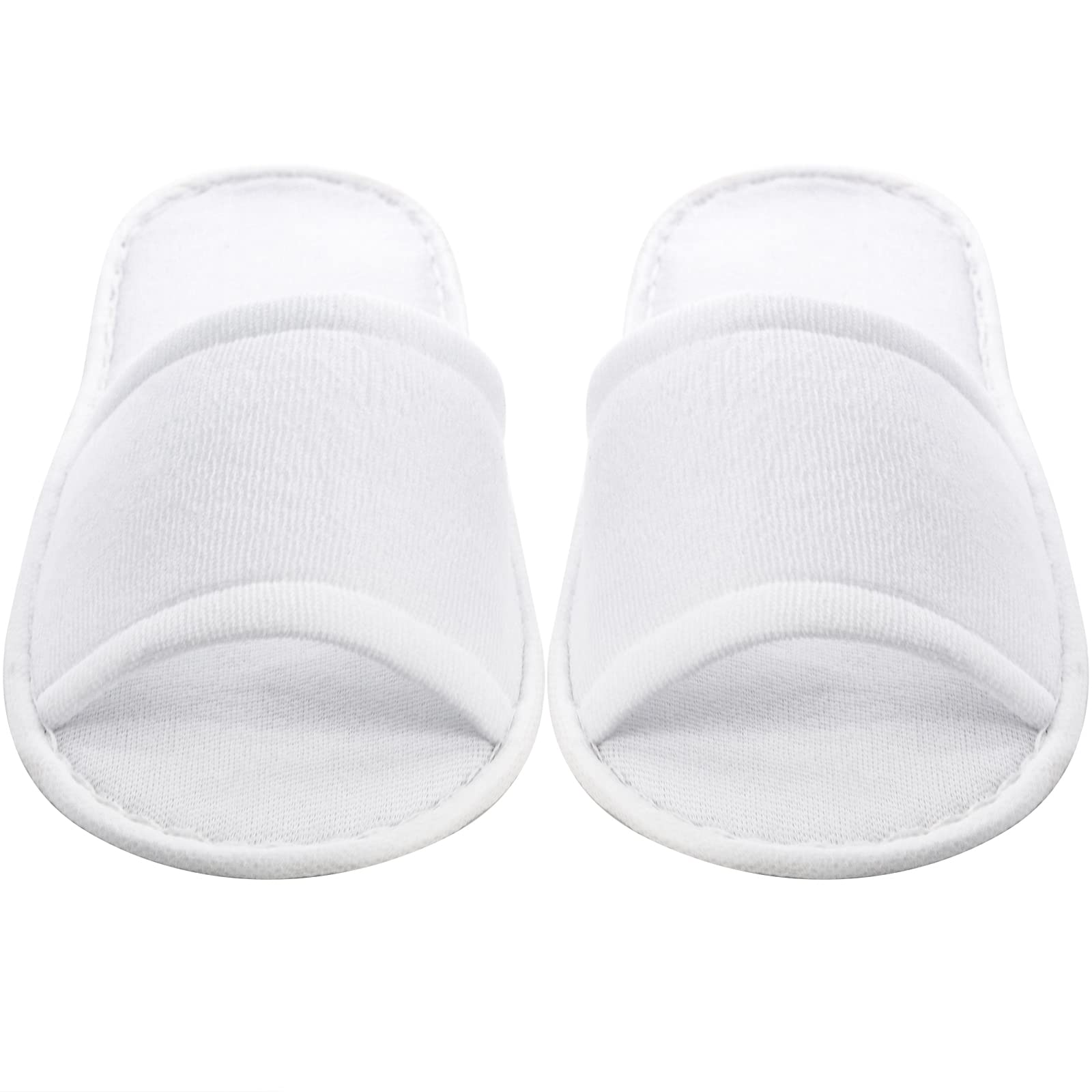 Frcctre 20 Pairs Disposable Slippers – Open Toe Fleece, Unisex, Non-Slip, Bulk White