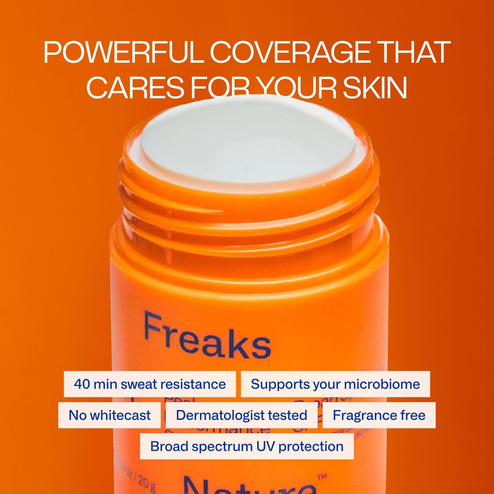 Freaks of Nature Peak Performance Sun Stick SPF 50 – 100% Mineral, Reef-Safe, 80-Min Water-Resistant