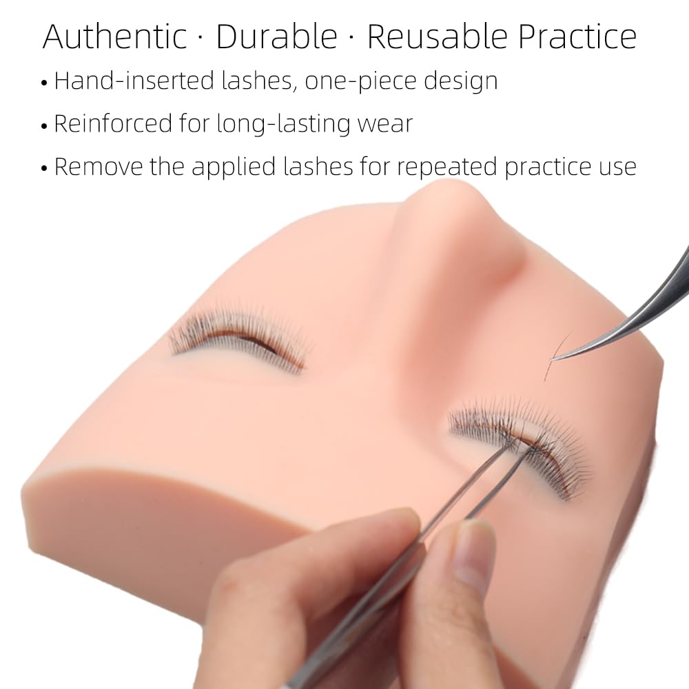 Free & Fun Lash Mannequin Head with Liftable Eyelids – 3D Silicone Lash Training Head (4 Upper + 1 Lower)