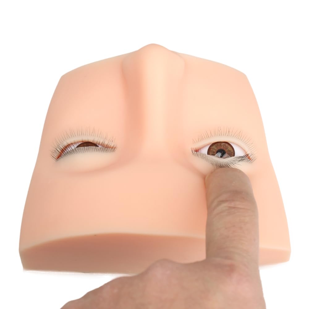 Free & Fun Lash Mannequin Head with Liftable Eyelids – 3D Silicone Lash Training Head (4 Upper + 1 Lower)