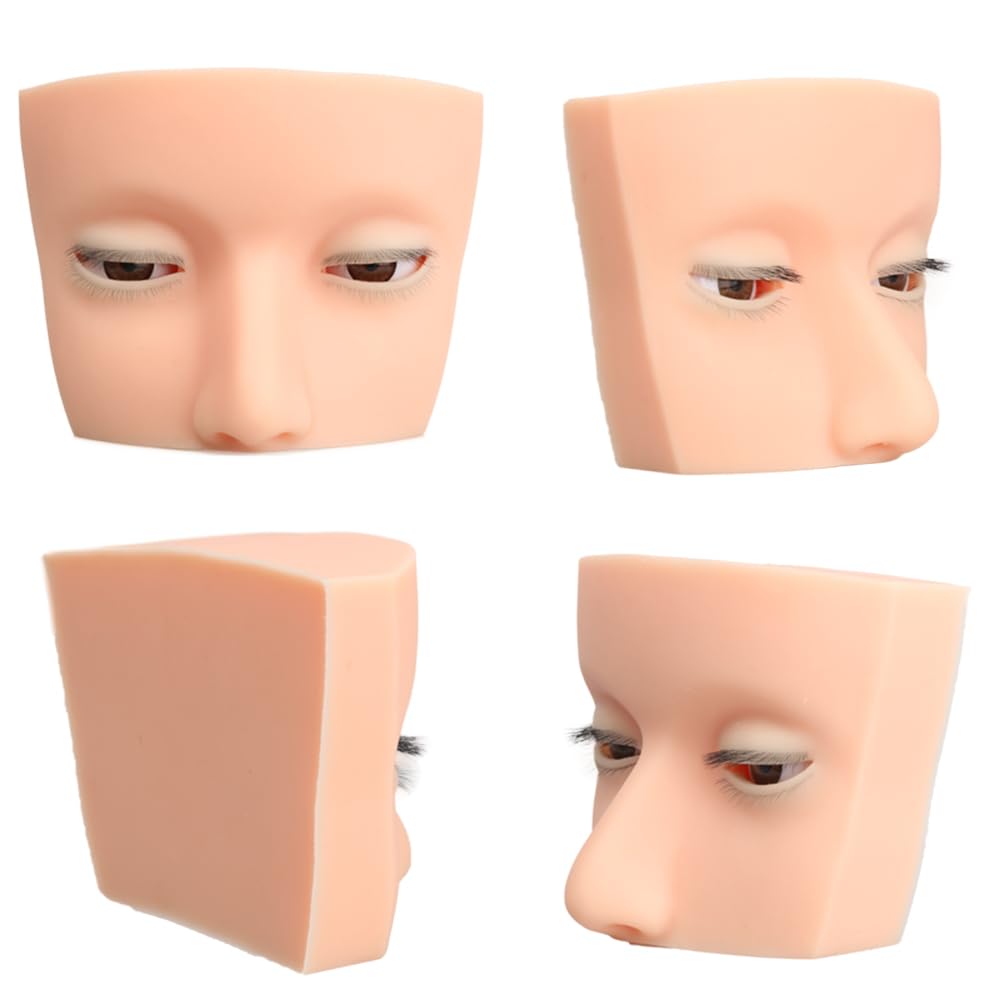 Free & Fun Lash Mannequin Head with Liftable Eyelids – 3D Silicone Lash Training Head (4 Upper + 1 Lower)