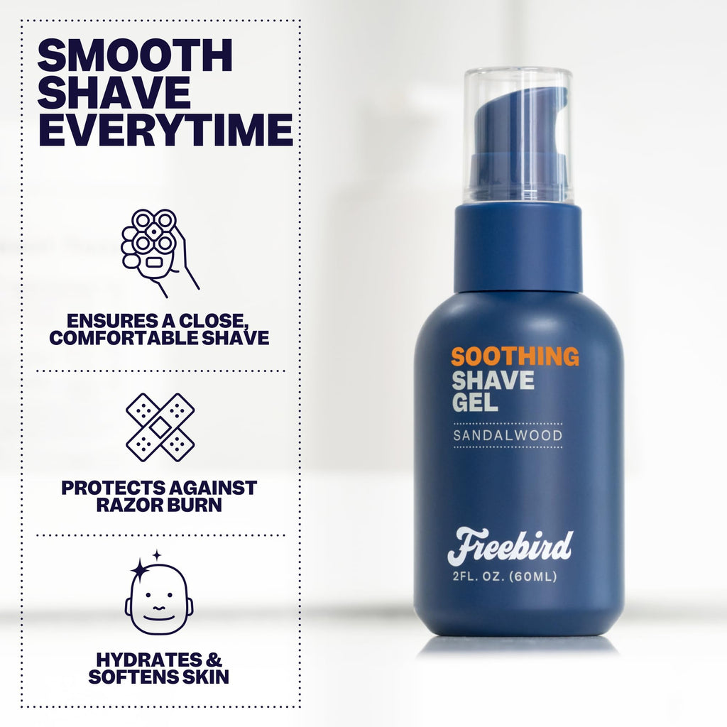 Freebird Shave Gel for Men – Ultra Smooth, Non-Foaming, Aloe Hydration, 60ml Travel Size