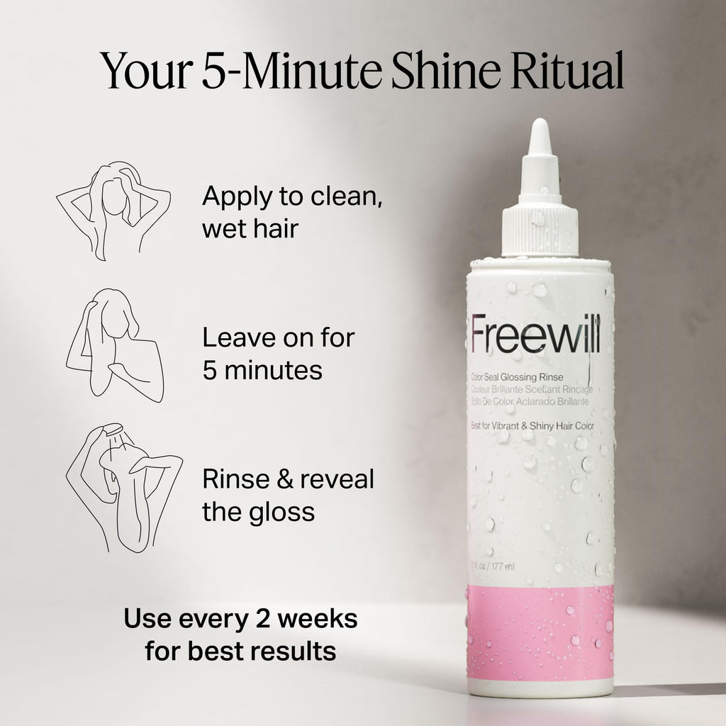 Freewill Color Seal Glossing Rinse – Color-Preserving Shine for Color-Treated Hair | 8.5 oz