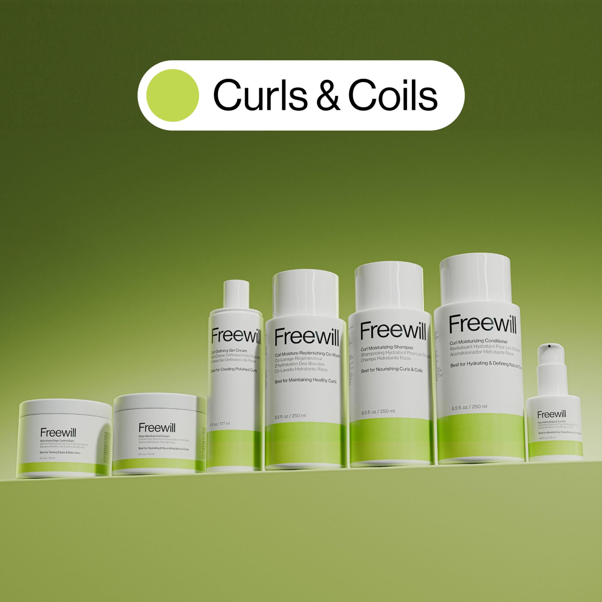 Freewill Curl Defining Gel Cream – Lightweight, Invisible Hold for Frizz-Free, Defined Curls (4 oz)