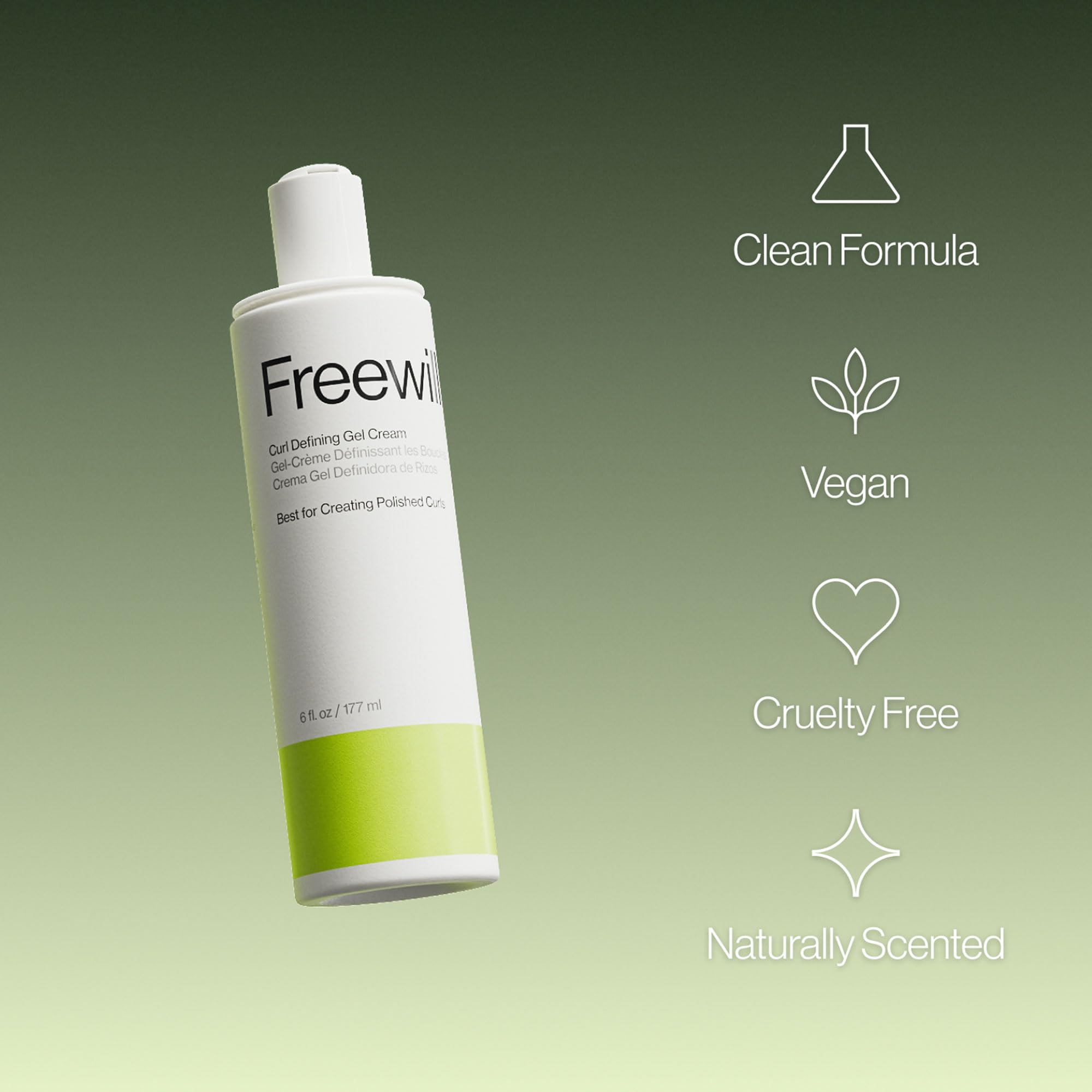 Freewill Curl Defining Gel Cream – Lightweight, Invisible Hold for Frizz-Free, Defined Curls (4 oz)
