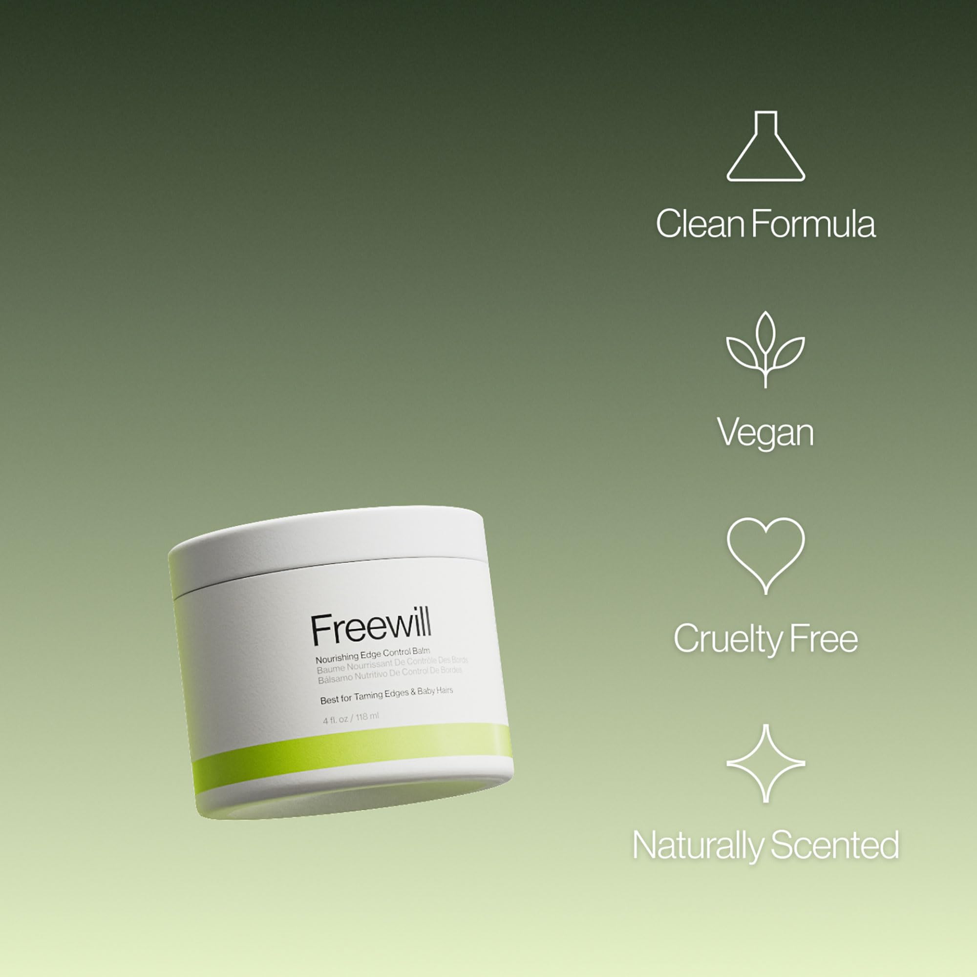 Freewill Nourishing Edge Control Balm for Edges & Baby Hair – Strong Hold, Frizz Tamer, 1.7 oz