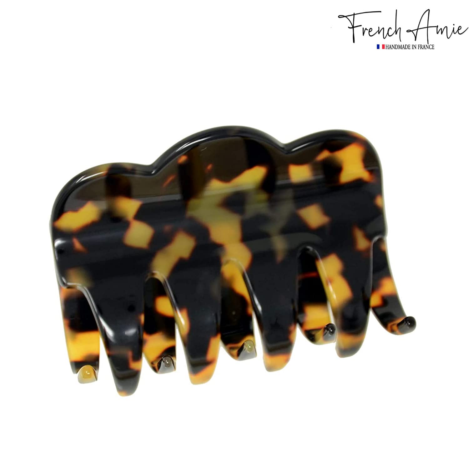 French Amie Crown Wave Yellow Tokyo Small Clip – Handmade in France, Interlocking Jaw