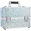 FRENESSA 11.8-Inch Makeup Case with 6-Tray Cantilever – Glitter Silver Travel Train Case