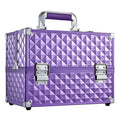FRENESSA Makeup Train Case 12-Inch | Portable 6-Tier Cosmetic Organizer with Lockable Keys, Purple